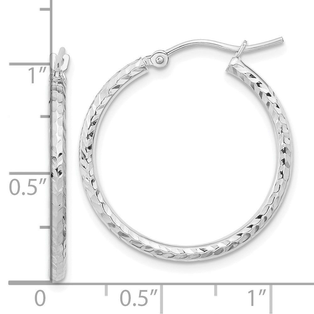 10k White Gold 25.22 mm Round Tube Hoop Earrings (1.16 grams)