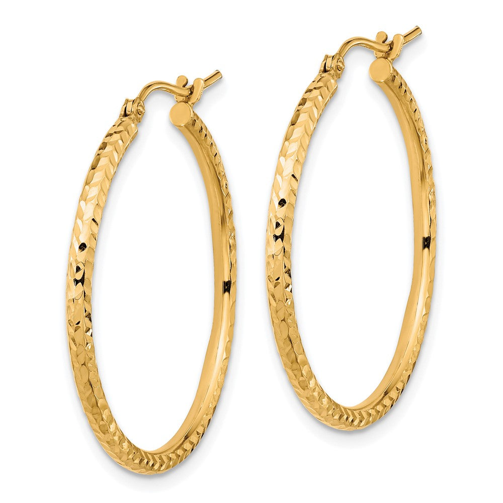 10k Yellow Gold 29.83 mm Round Tube Hoop Earrings (1.25 grams)