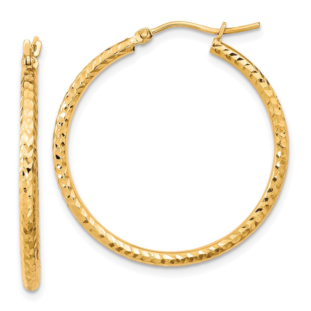 10k Yellow Gold 29.83 mm Round Tube Hoop Earrings (1.25 grams)