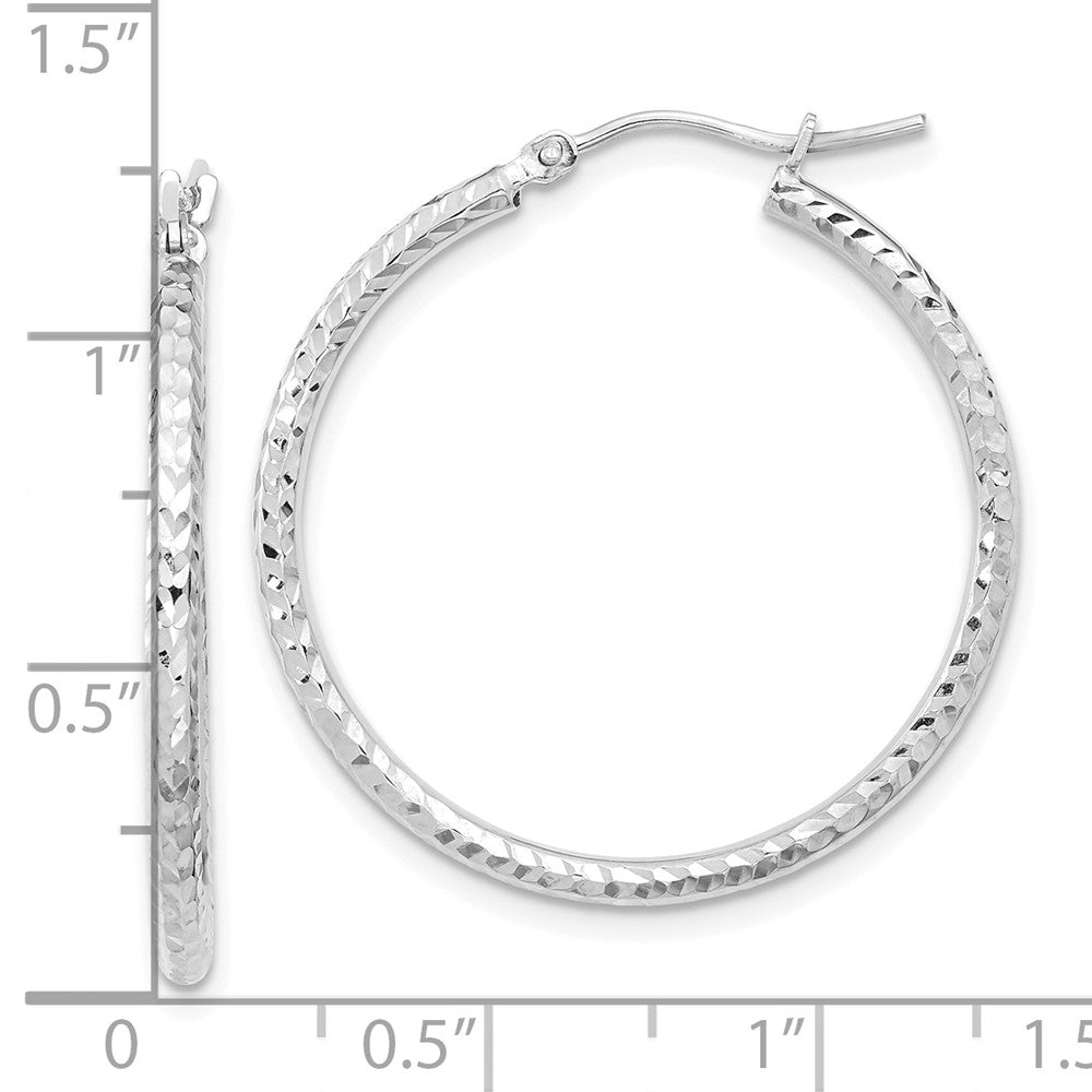 10k White Gold 29.83 mm Round Tube Hoop Earrings (1.31 grams)