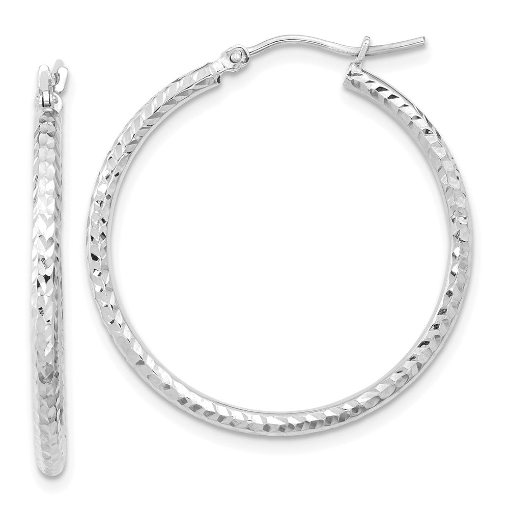 10k White Gold 29.83 mm Round Tube Hoop Earrings (1.31 grams)