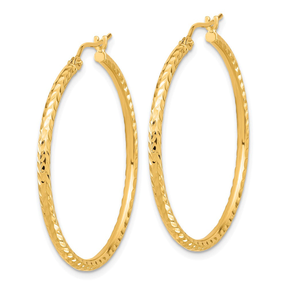 10k Yellow Gold 34.86 mm Round Tube Hoop Earrings (1.51 grams)