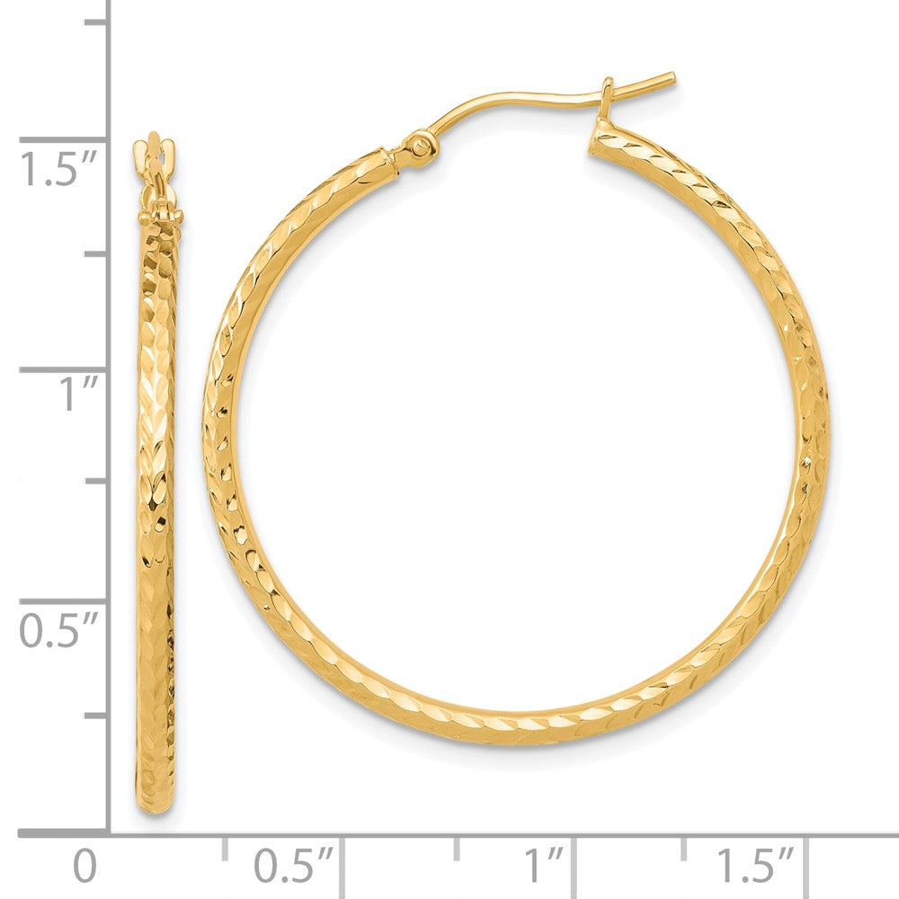 10k Yellow Gold 34.86 mm Round Tube Hoop Earrings (1.51 grams)