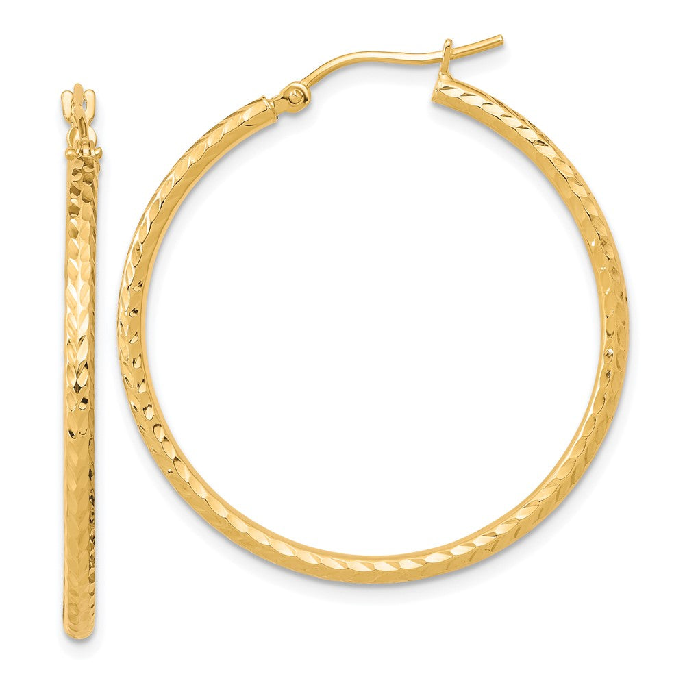 10k Yellow Gold 34.86 mm Round Tube Hoop Earrings (1.51 grams)