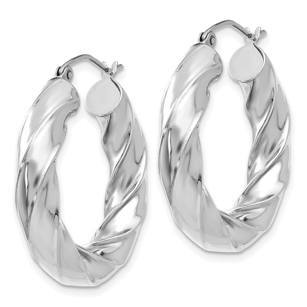 10k White Gold 34.86 mm Round Tube Hoop Earrings (1.44 grams)