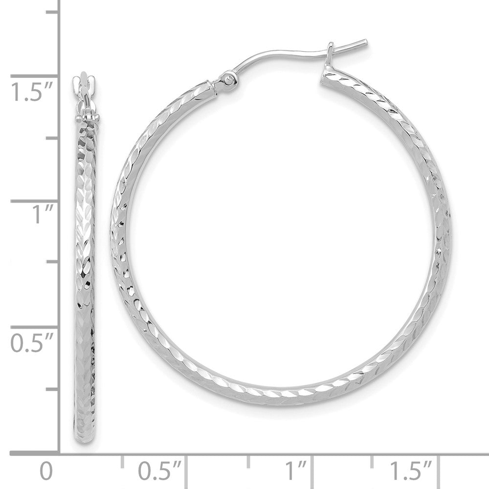 10k White Gold 34.86 mm Round Tube Hoop Earrings (1.44 grams)