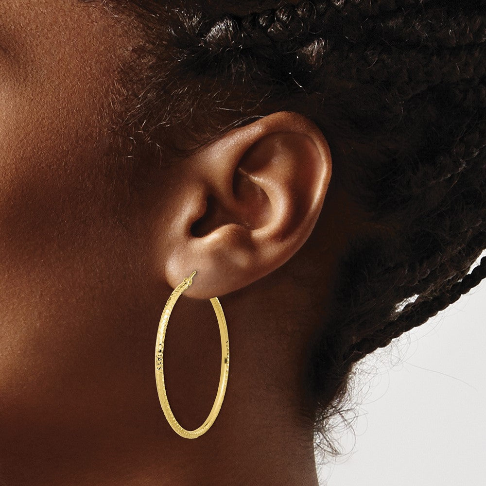 10k Yellow Gold 39.37 mm Round Tube Hoop Earrings (1.68 grams)