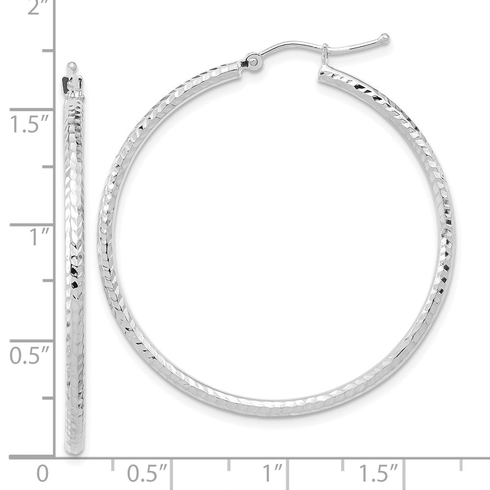 10k White Gold 39.37 mm Round Tube Hoop Earrings (1.65 grams)