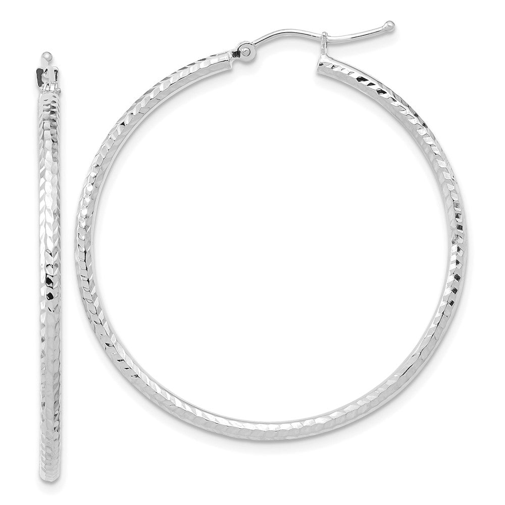 10k White Gold 39.37 mm Round Tube Hoop Earrings (1.65 grams)