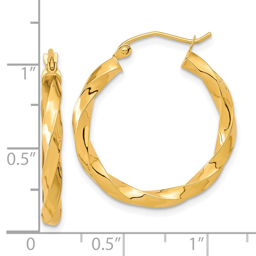 10k Yellow Gold 25.4 mm Twisted Hoop Earrings (2.07 grams)