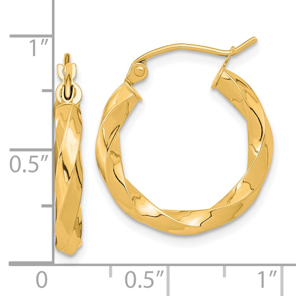 10k Yellow Gold 19.65 mm Twisted Hoop Earrings