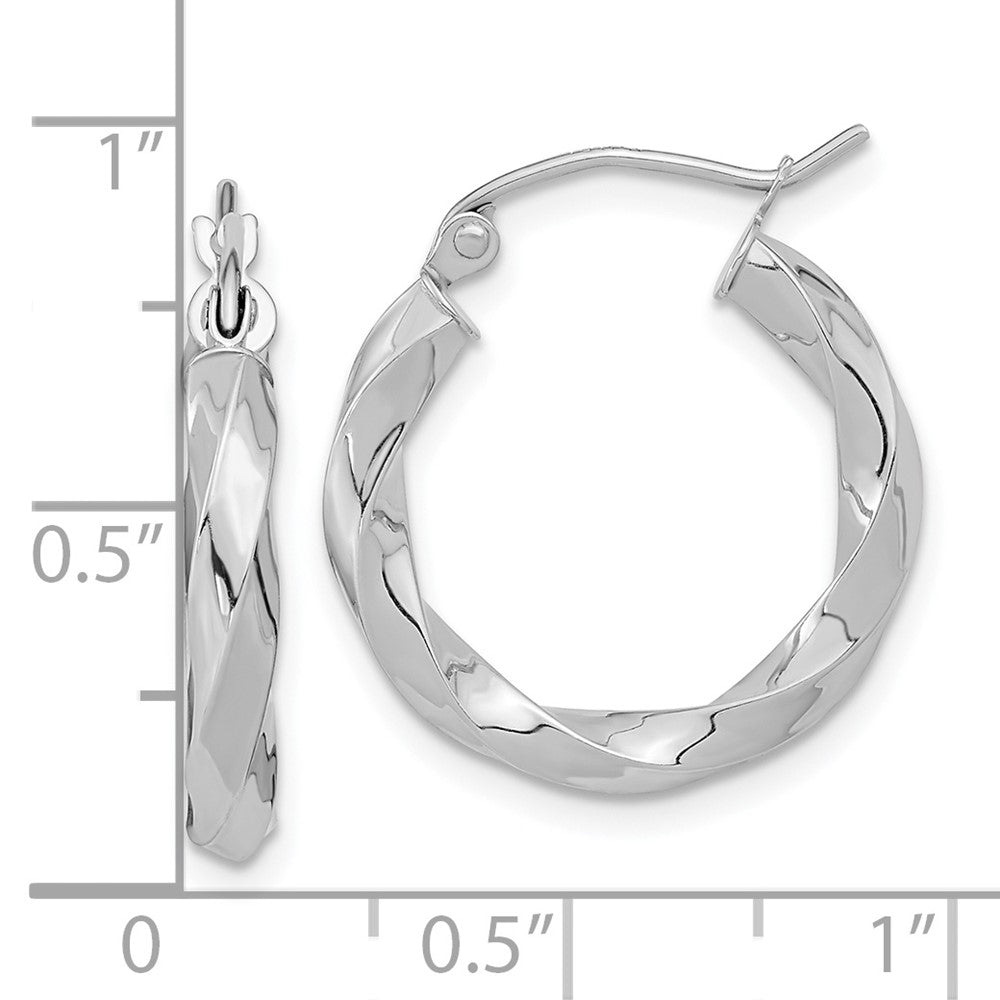 10k White Gold 19.65 mm Twisted Hoop Earrings