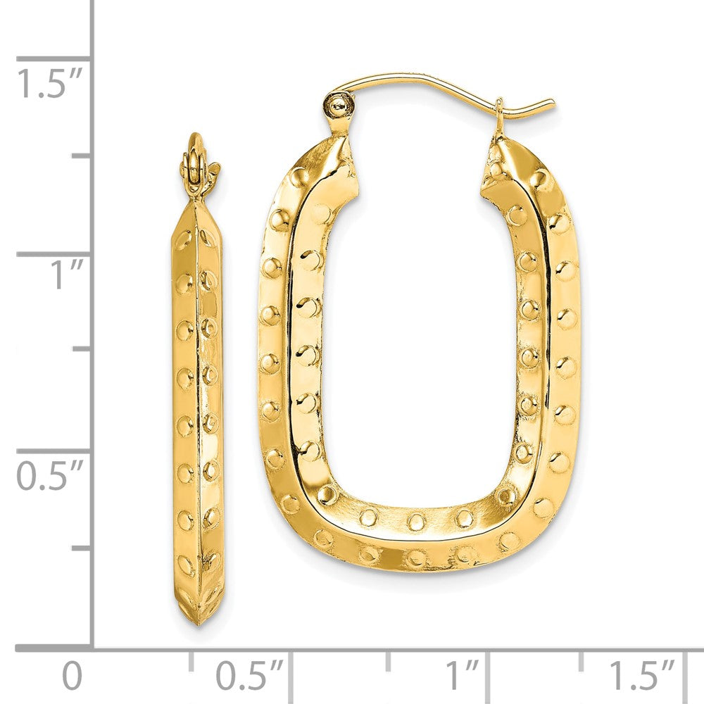 10k Yellow Gold 20.96 mm Polished Textured Rectangle Hoop Earrings