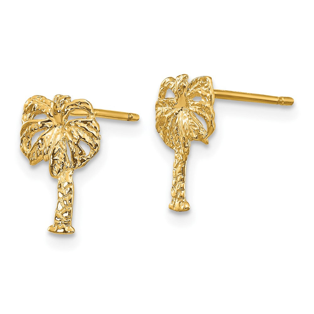 10k Yellow Gold 7 mm Palm Tree Post Earrings
