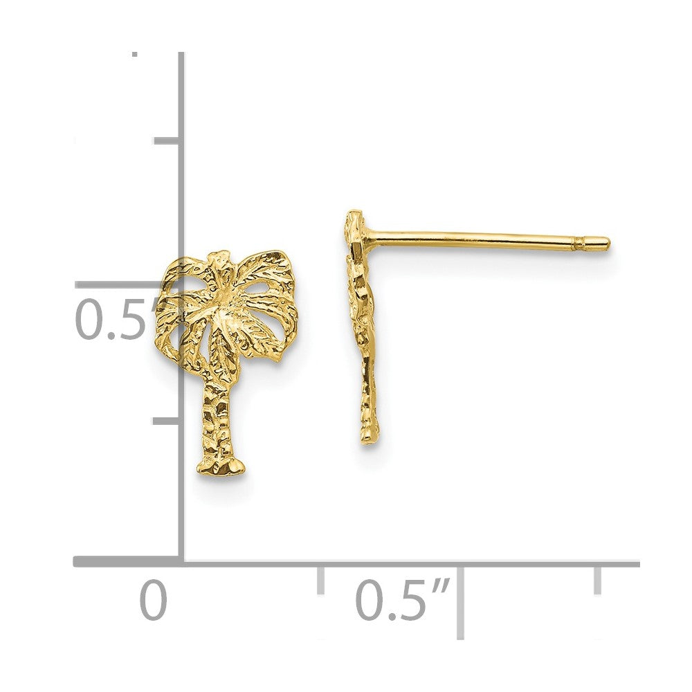 10k Yellow Gold 7 mm Palm Tree Post Earrings (0.75 grams)