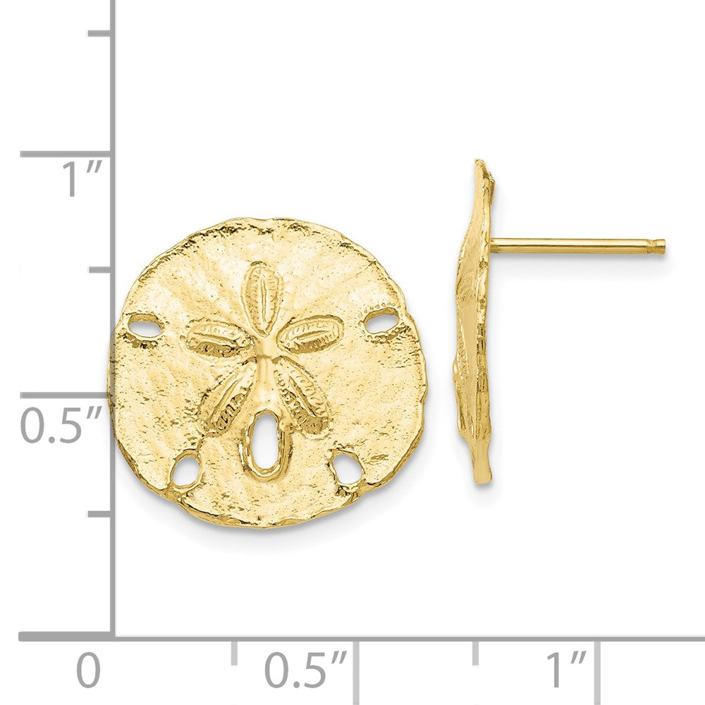 10k Yellow Gold 16 mm Large Sanddollar Post Earrings (2.97 grams)