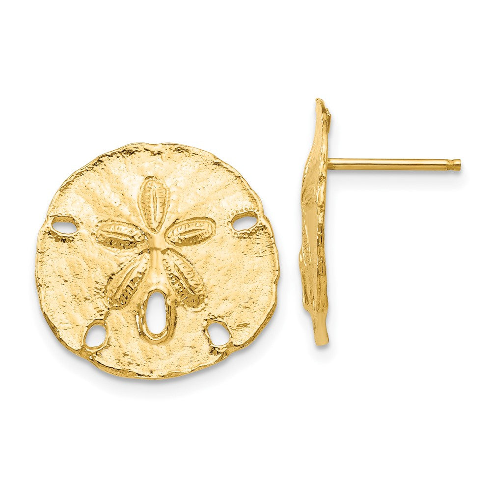 10k Yellow Gold 16 mm Large Sanddollar Post Earrings (2.97 grams)