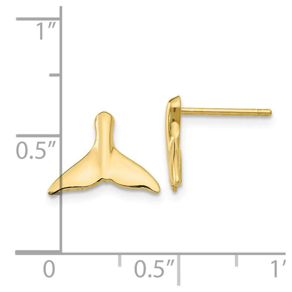 10k Yellow Gold 12 mm Whale Tail Post Earrings