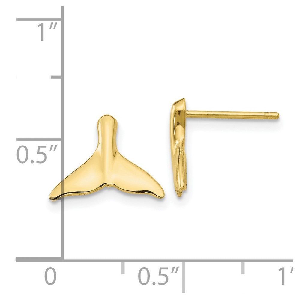 10k Yellow Gold 12 mm Whale Tail Post Earrings (1.21 grams)