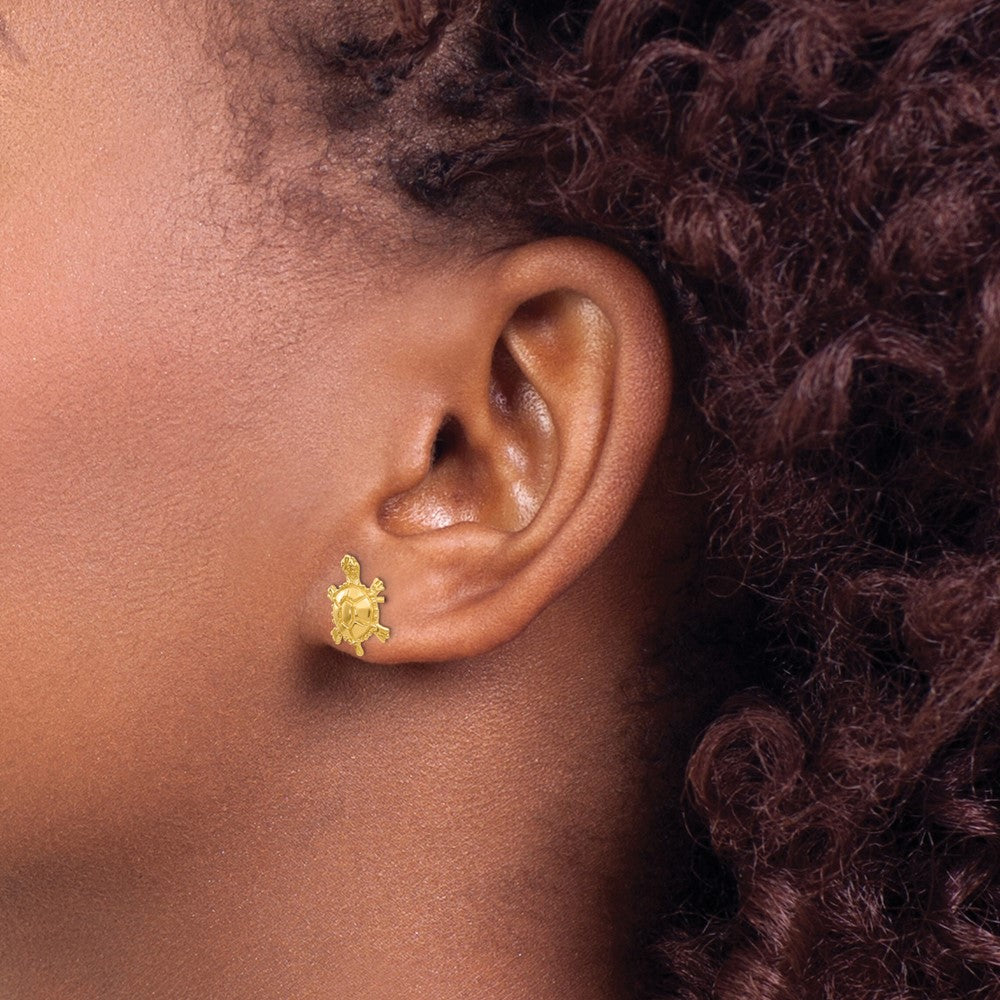 10k Yellow Gold 9.2 mm Turtle Post Earrings