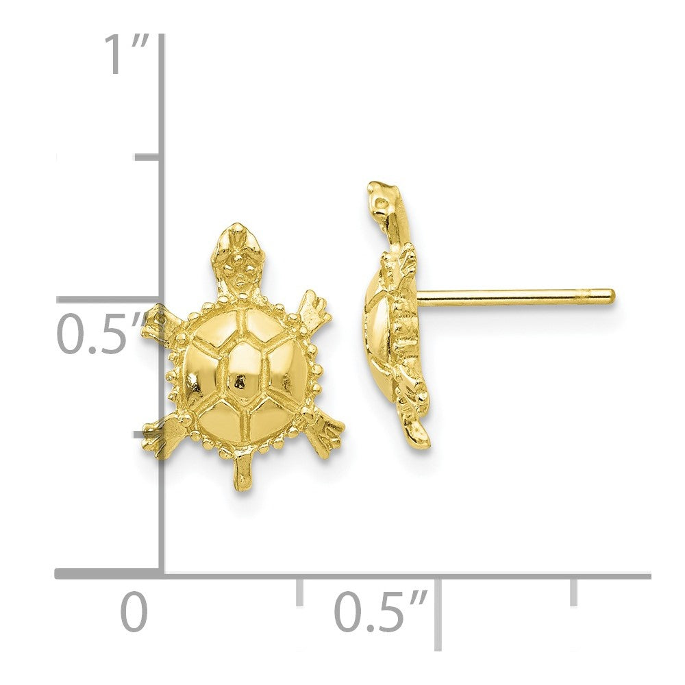 10k Yellow Gold 9.2 mm Turtle Post Earrings (1.71 grams)