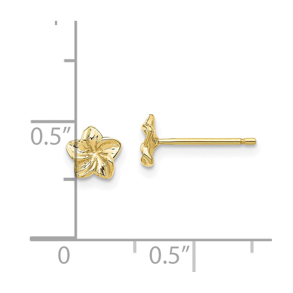 10k Yellow Gold 5.92 mm Plumeria Flower Post Earrings (0.69 grams)