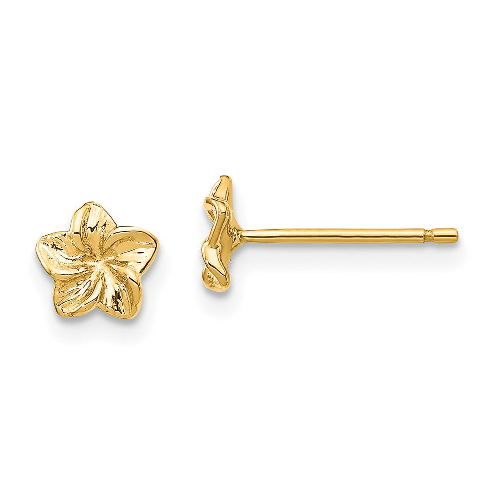 10k Yellow Gold 5.92 mm Plumeria Flower Post Earrings (0.69 grams)