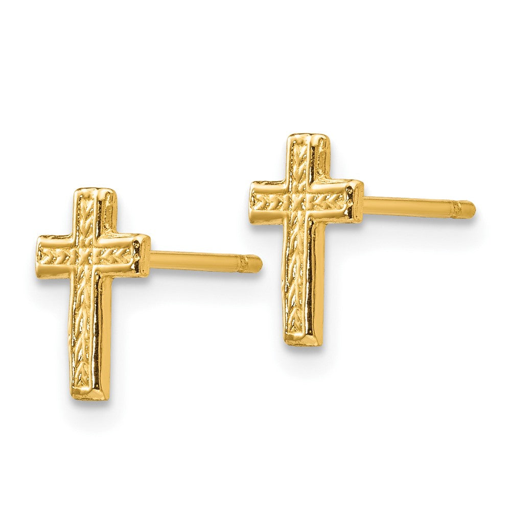 10k Yellow Gold 6 mm Polished Cross Post Earrings