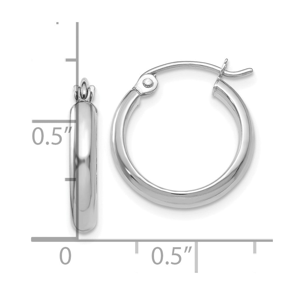 10k White Gold 15 mm Polished Hoop Earring (0.91 grams)