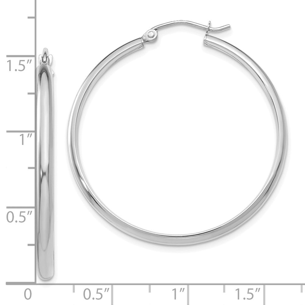 10k White Gold 36.5 mm Polished Hoop Earring (2.44 grams)