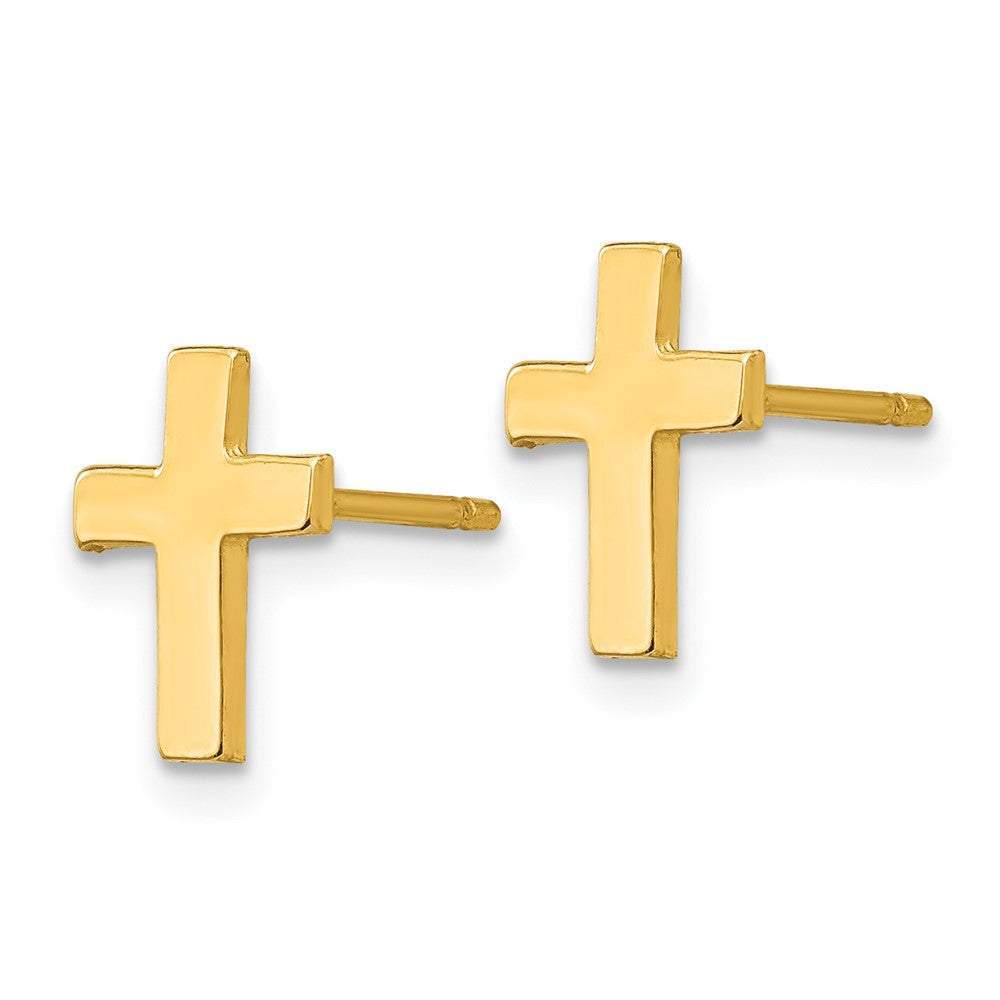 10k Yellow Gold 7 mm Polished Cross Earrings
