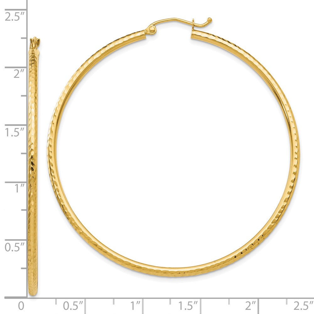 10k Yellow Gold 2 mm Round Tube Hoop Earrings (2.23 grams)