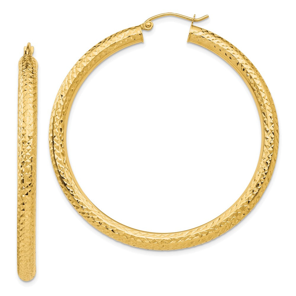 10k Yellow Gold 4 mm Round Hoop Earrings (3.88 grams)