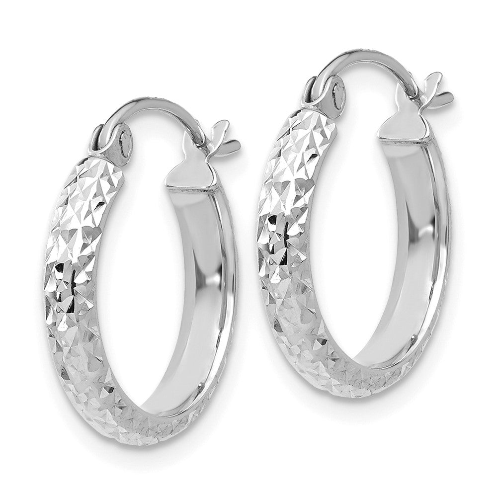 10k White Gold 2.8 mm Hollow Hoop Earrings