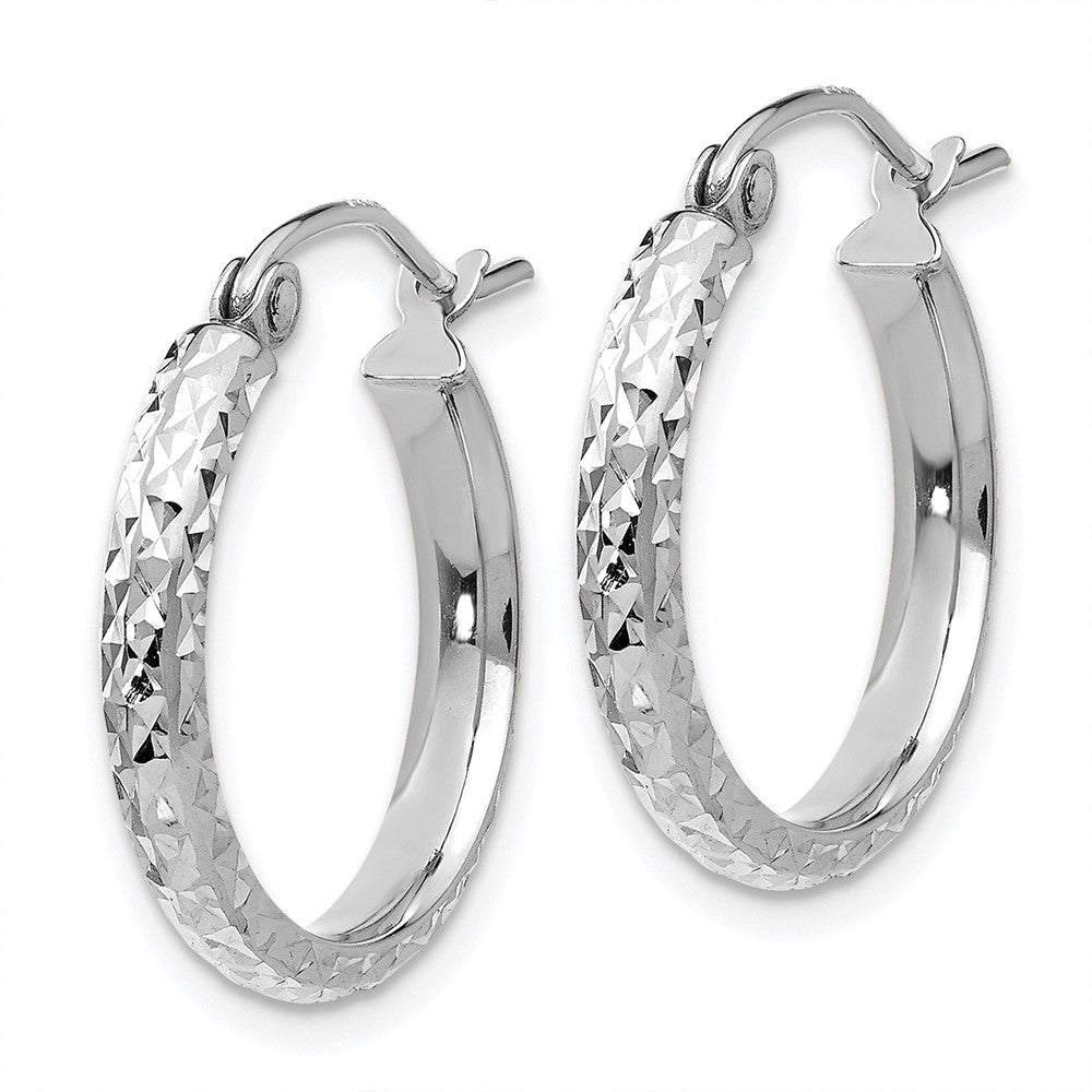 10k White Gold 2.8 mm Hollow Hoop Earrings