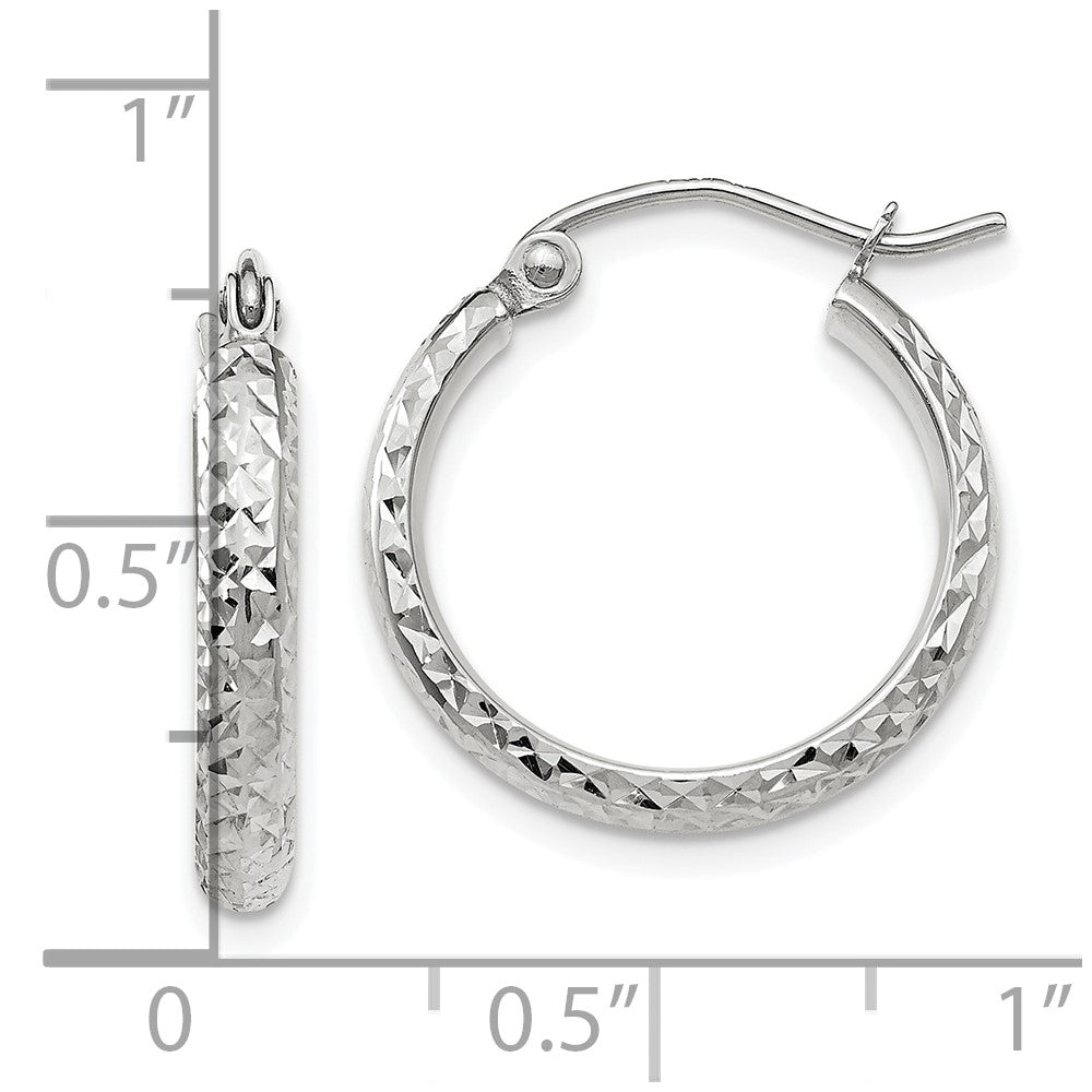 10k White Gold 2.8 mm Hollow Hoop Earrings (1.15 grams)