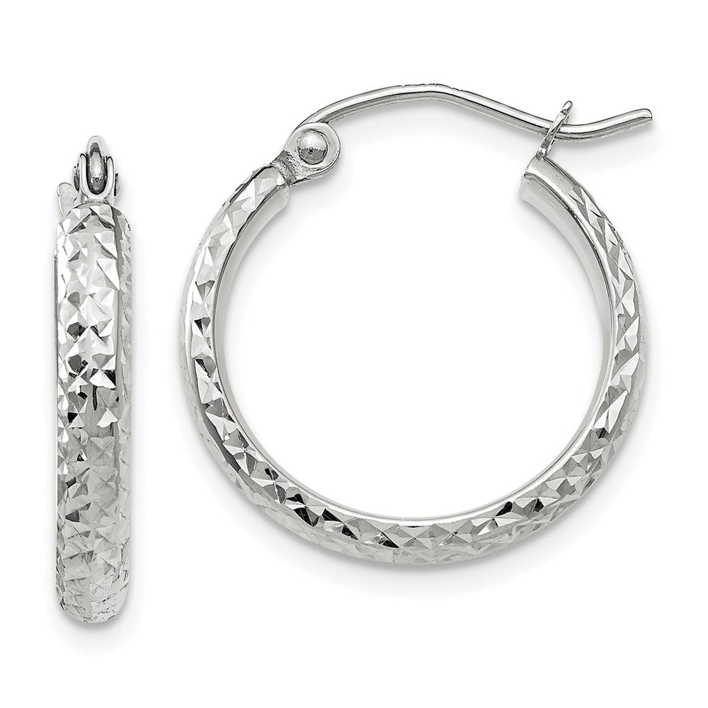 10k White Gold 2.8 mm Hollow Hoop Earrings