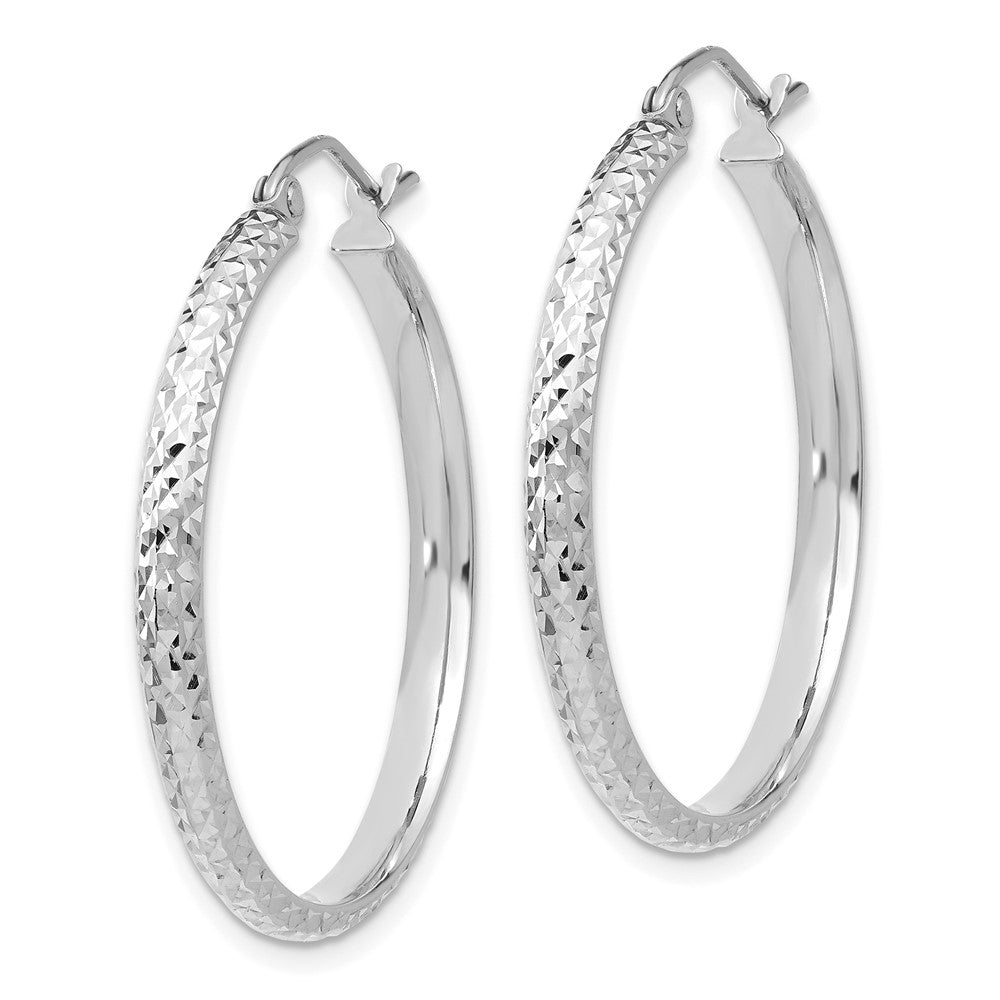 10k White Gold 2.8 mm Hollow Hoop Earrings