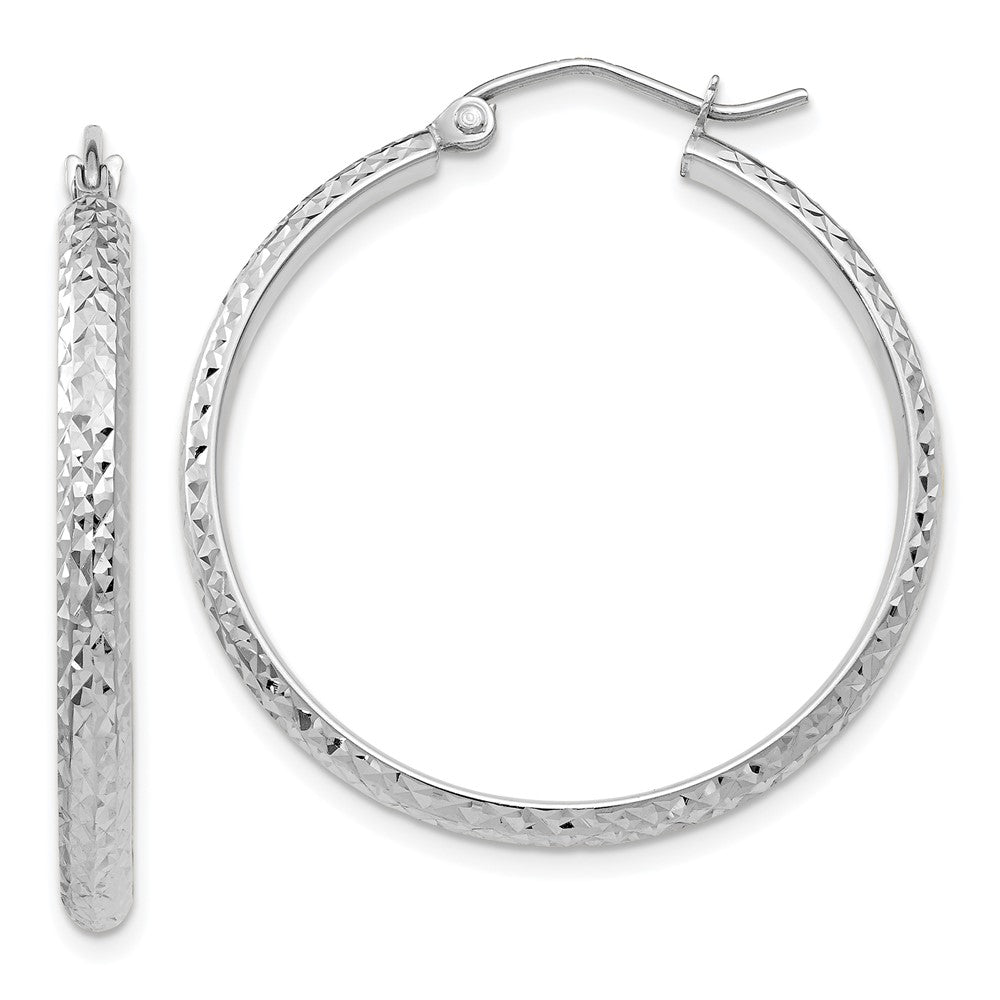 10k White Gold 2.8 mm Hollow Hoop Earrings