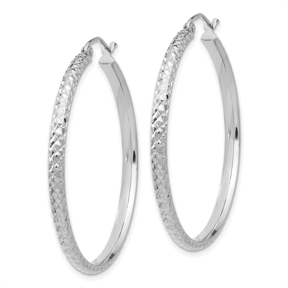 10k White Gold 2.8 mm Hollow Hoop Earrings