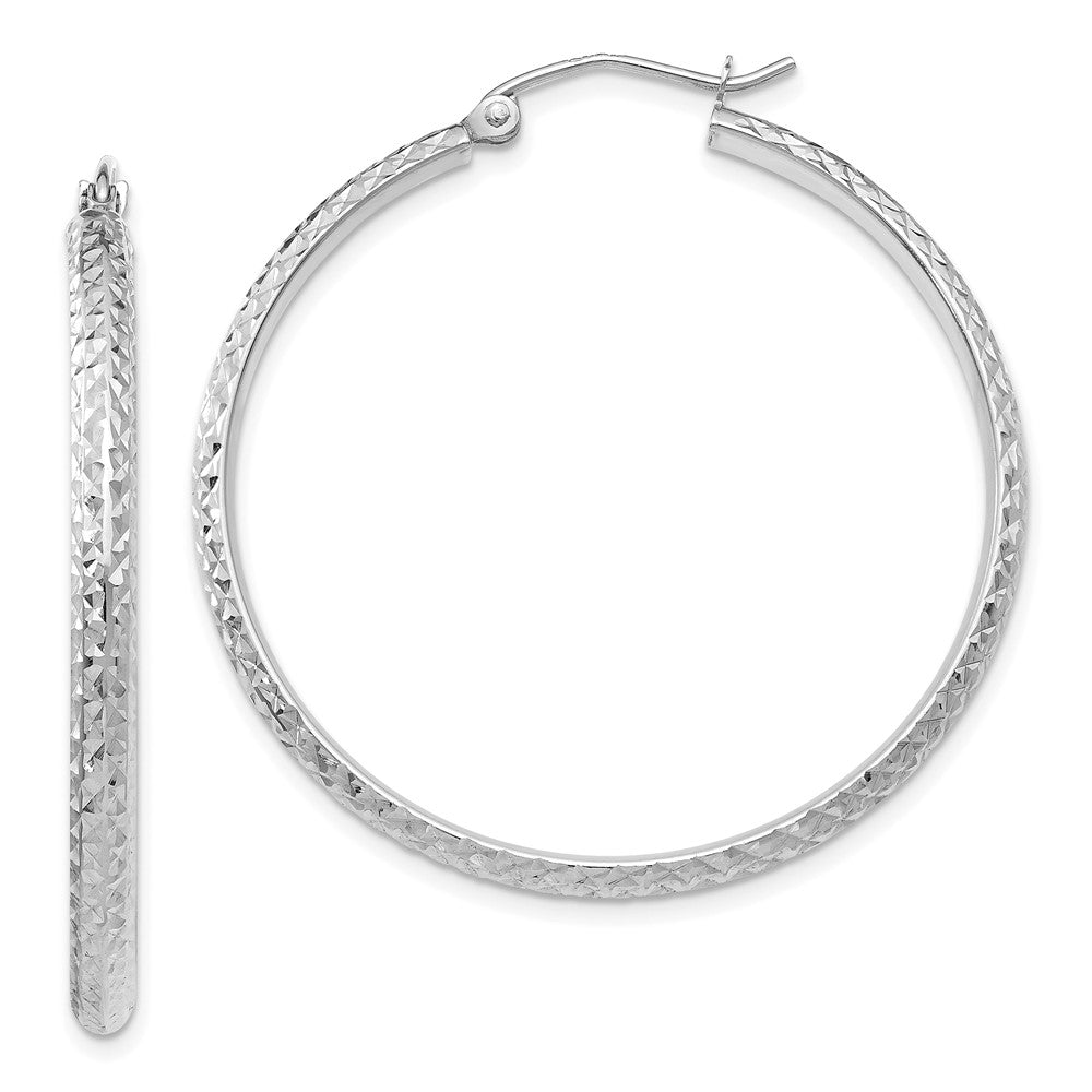 10k White Gold 2.8 mm Hollow Hoop Earrings