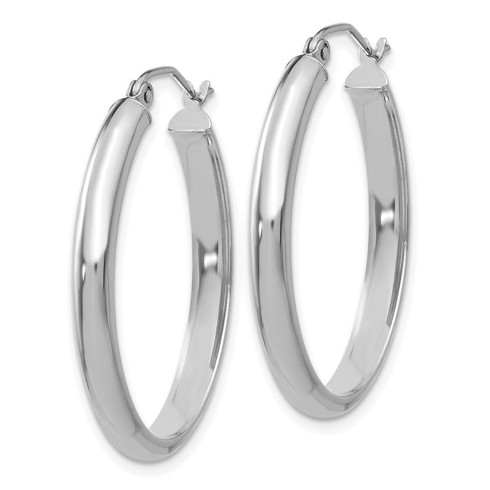10k White Gold 22 mm Oval Hoop Earrings