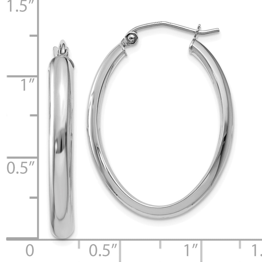 10k White Gold 22 mm Oval Hoop Earrings (2.28 grams)