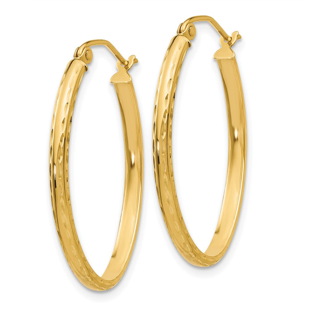 10k Yellow Gold 20.5 mm Lightweight Diamond-cut Oval Hoop Earrings (1.18 grams)