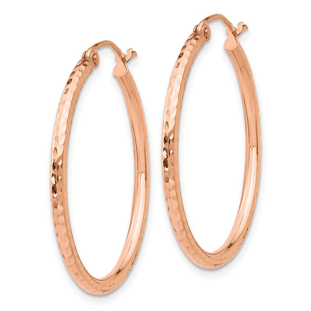 10k Rose Gold 2 mm Rose Gold Diamond-cut Polished Hoop Earrings (1.26 grams)