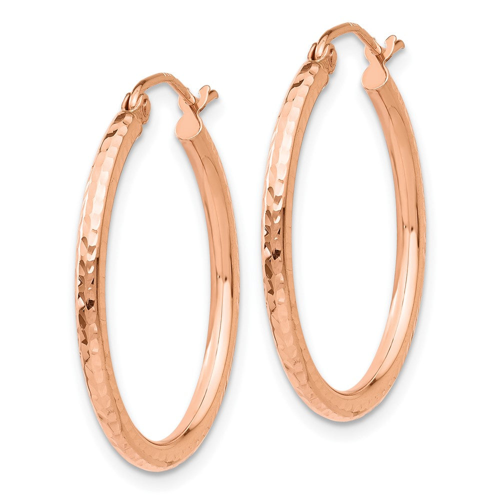 10k Rose Gold 2 mm Rose Gold Diamond-cut Polished Hoop Earrings