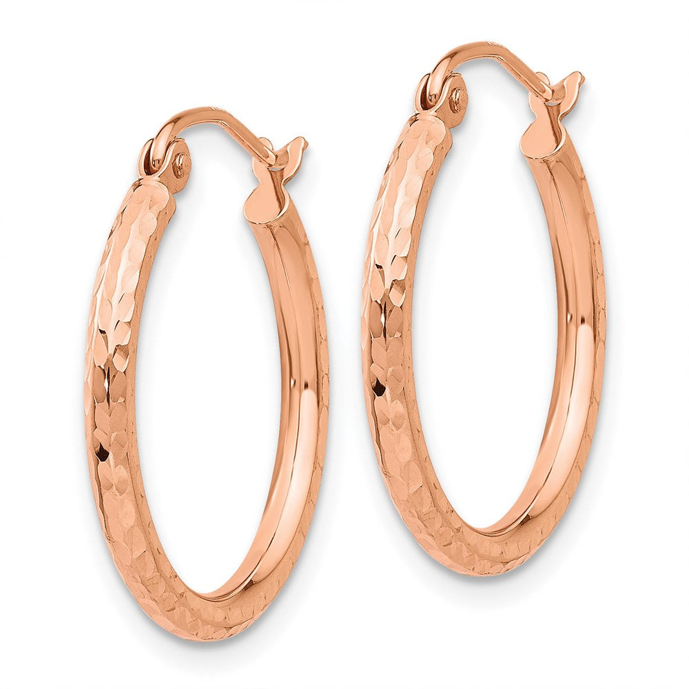 10k Rose Gold 2 mm Rose Gold Diamond-cut Polished Hoop Earrings (0.87 grams)