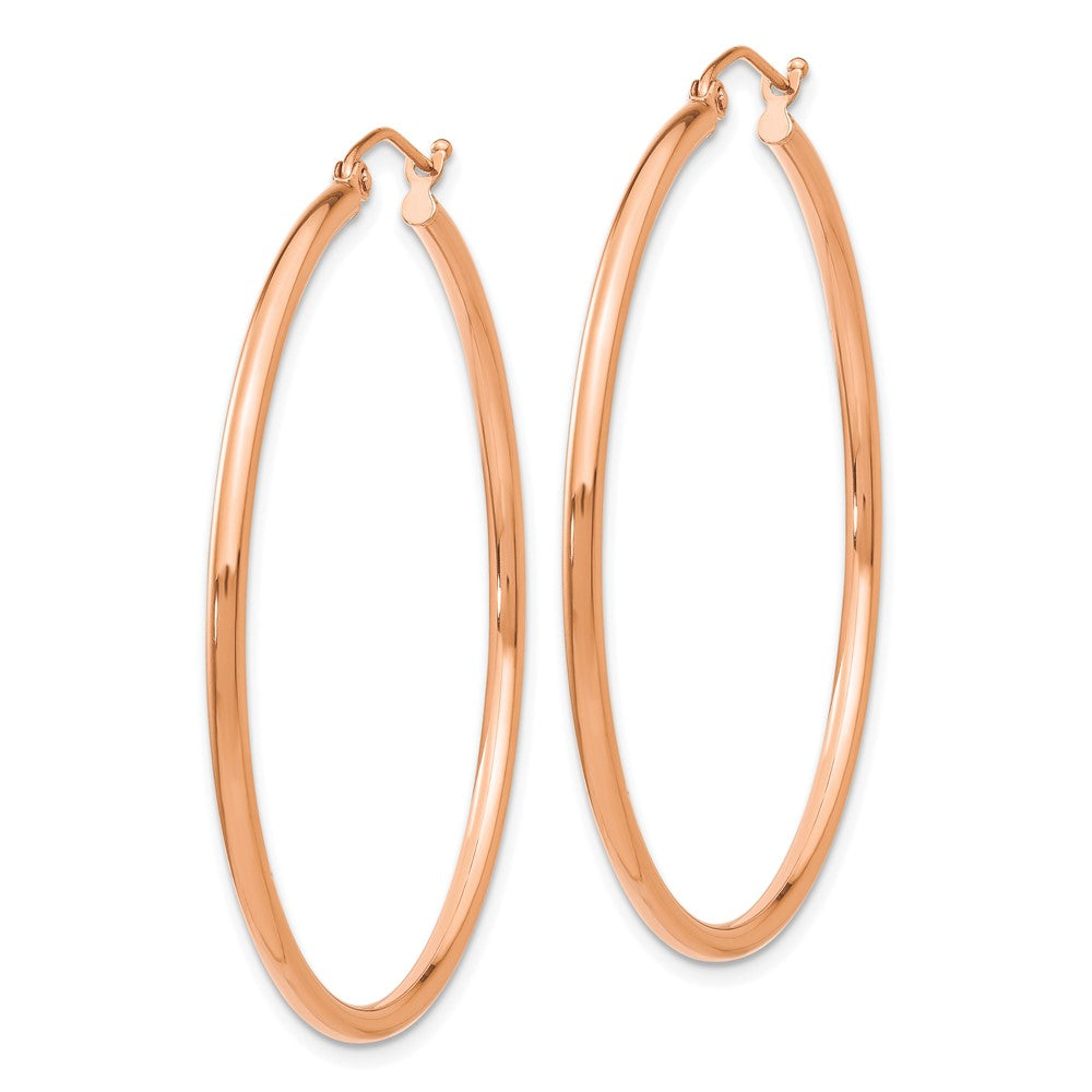 10k Rose Gold 2 mm Lightweight Tube Hoop Earrings (2.3 grams)