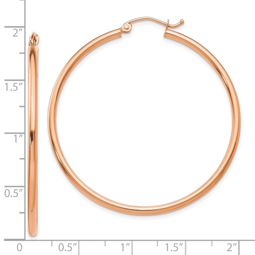 10k Rose Gold 2 mm Lightweight Tube Hoop Earrings (2.3 grams)