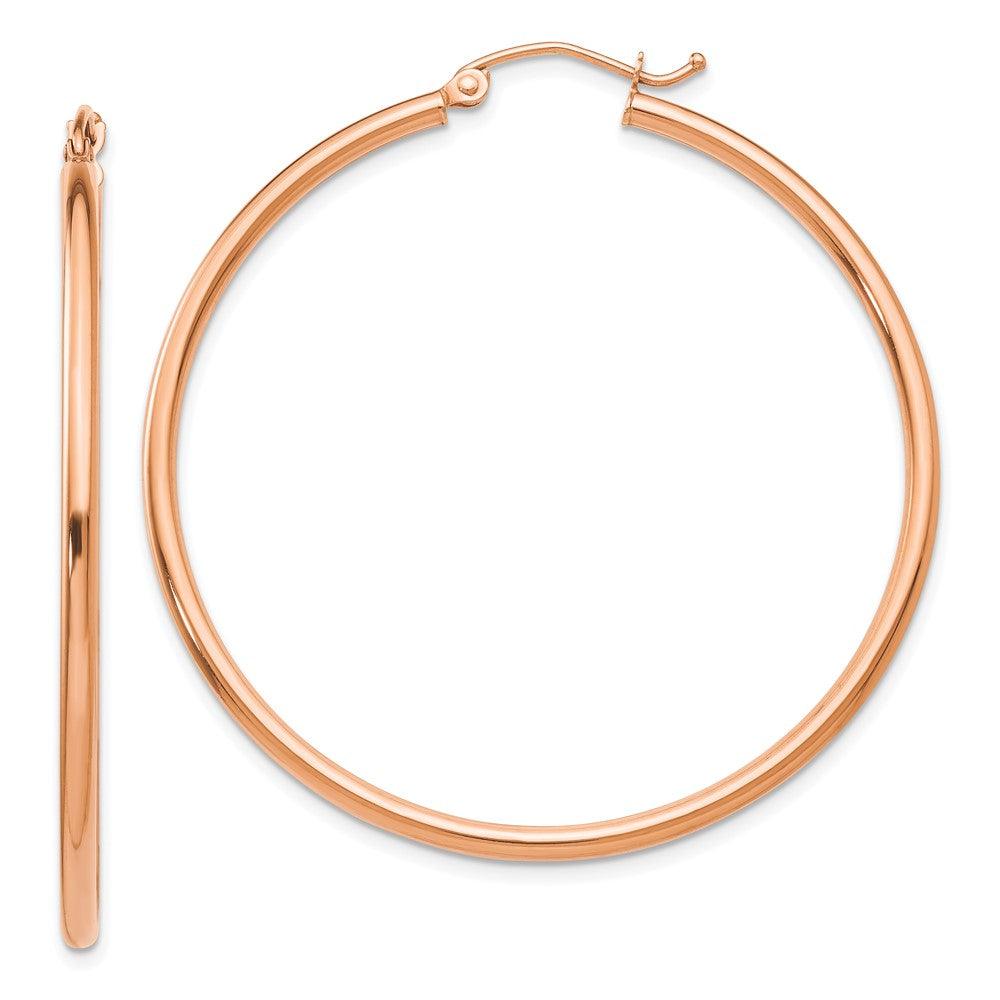 10k Rose Gold 2 mm Lightweight Tube Hoop Earrings (2.3 grams)